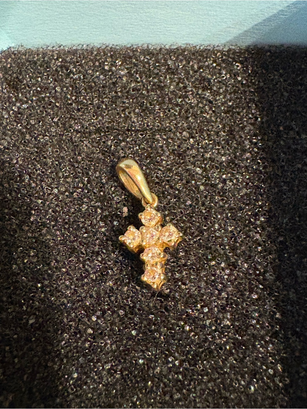 14k Gold and Diamond Danity Cross Pendant
